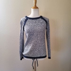 Ann Taylor Loft Pullover Long Sleeve Sweater Blue XS Drawstring